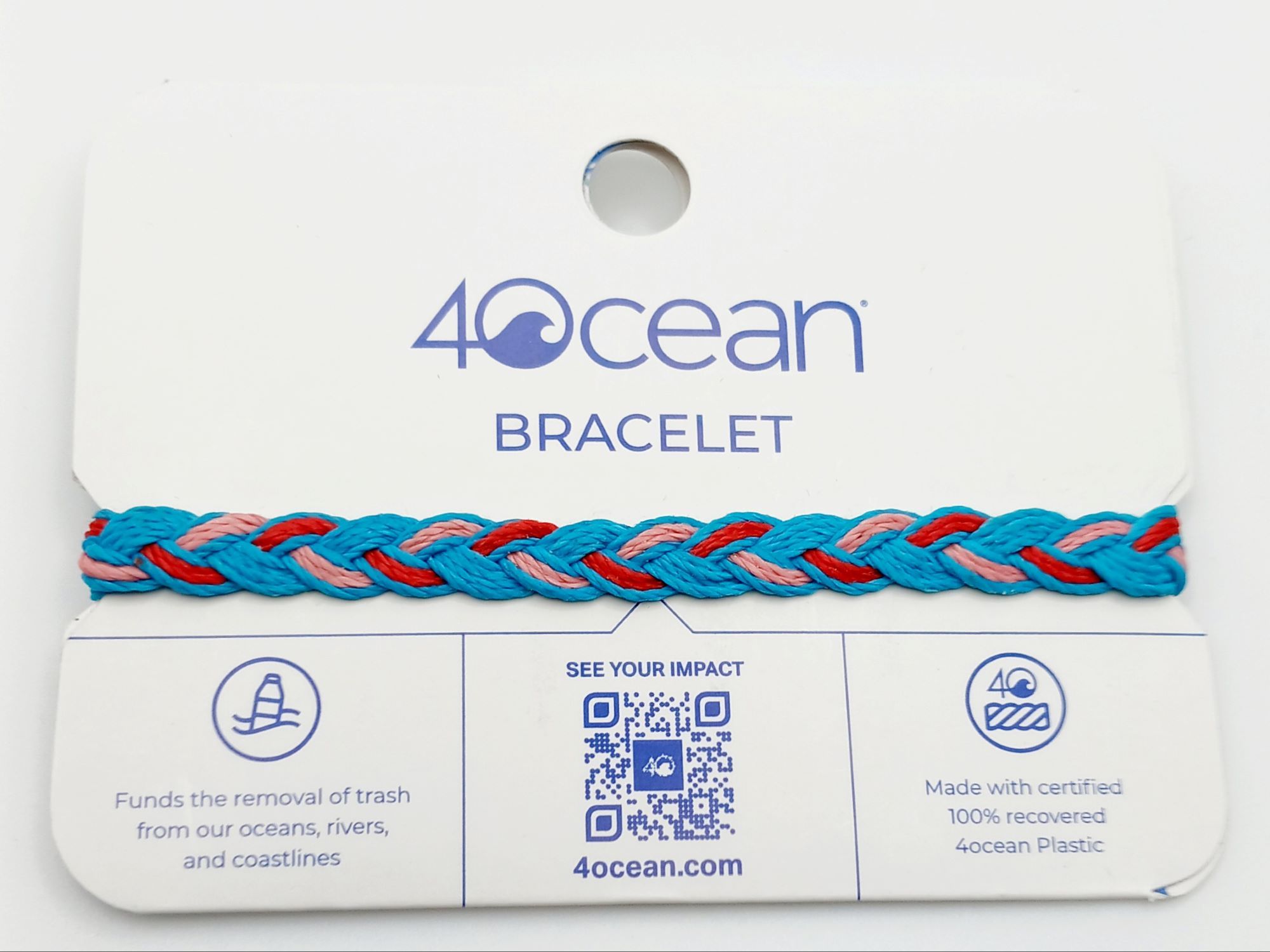 4Ocean Bali Boarder Bracelet - Coral, Red, & Turqoise